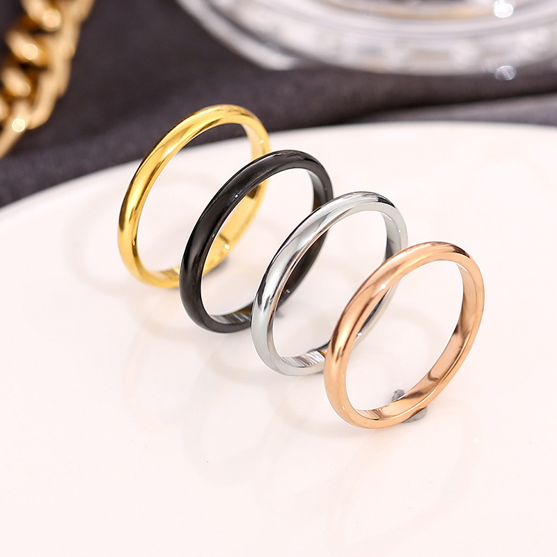 Nhẫn thời trang bằng thép không gỉ mỏng 2mm thích hợp cho nữ