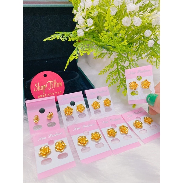 Bông tai hoa mai dát vàng 24 cao cấp mẫu mới về