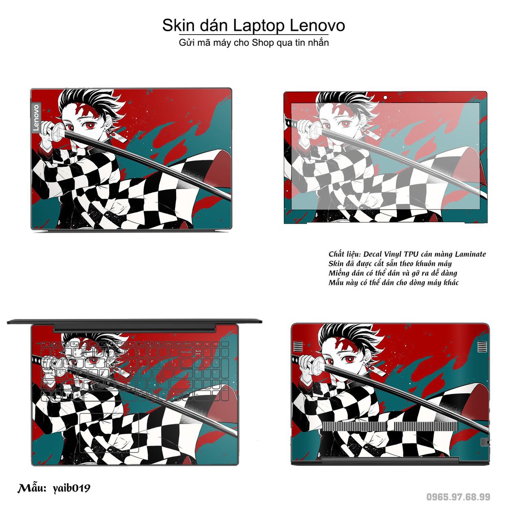 Skin dán Laptop Lenovo in hình Kimetsu No Yaiba (inbox mã máy cho Shop)