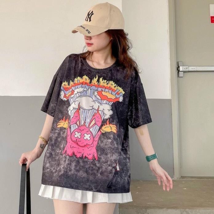 Áo Phông Loang, Áo Thun Loang Nam Nữ Tay Lỡ Form Rộng Cao Cấp Unisex - Hàng Hot Trend Loại 1 - Hình Thỏ