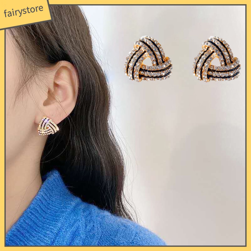 Hoa tai thiết kế hình tam giác đính kim cương giả sang trọng cho nữ