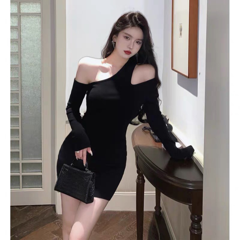 Váy Body Dài Tay MIMILA Đầm Body Lệch Vai Dáng Ôm Phong Cách Quyến Rũ Cho Nữ - MBD055