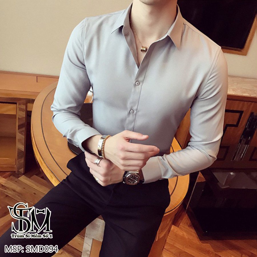 Áo sơ mi nam dài tay trơn lịch lãm HALLA áo sơ mi kiểu công sở hàn quốc đẹp
