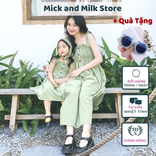 Đầm cho bé gái  từ 10 đến 25kg MICK AND MILK, Set váy đôi mẹ và bé hàng thiết kế dáng maxi chất thô đũi thoáng mát