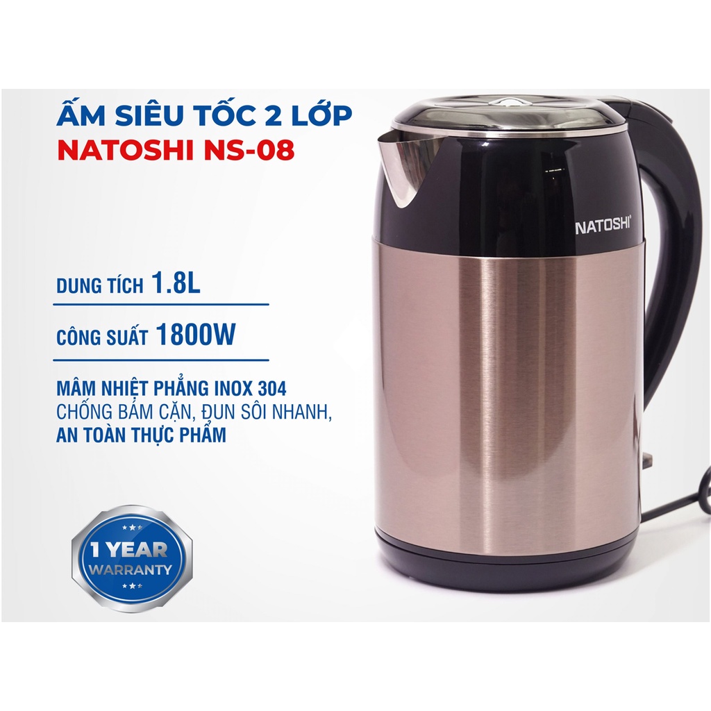 Ấm siêu tốc Natoshi NS-08 - 1.8 lít