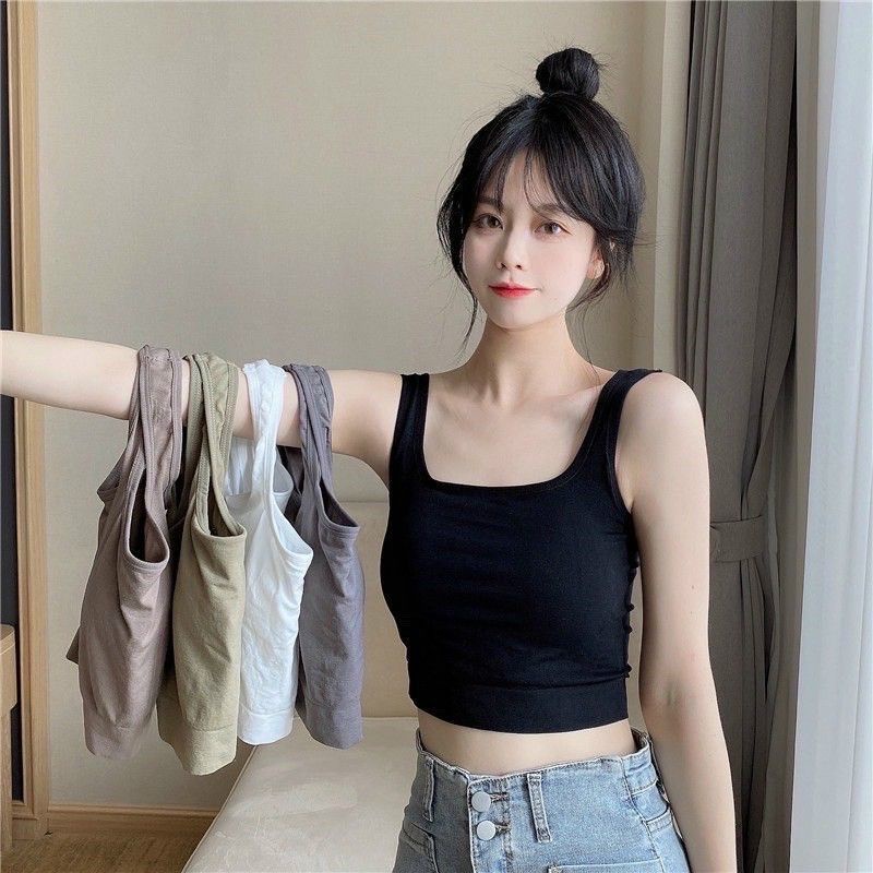 Áo lót bra cotton trơn cổ vuông dáng lửng kèm mút đệm 1809...