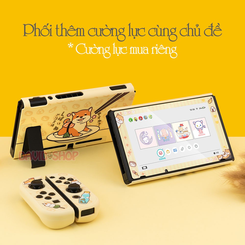 Ốp lưng + case Joy-Con cứng cao cấp chủ đề Cún Shiba Inu hãng Geekshare cho Nintendo Switch