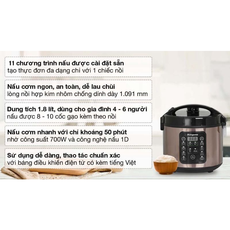 ✅ NỒI CƠM ĐIỆN TỬ KANGAROO KG18DR6