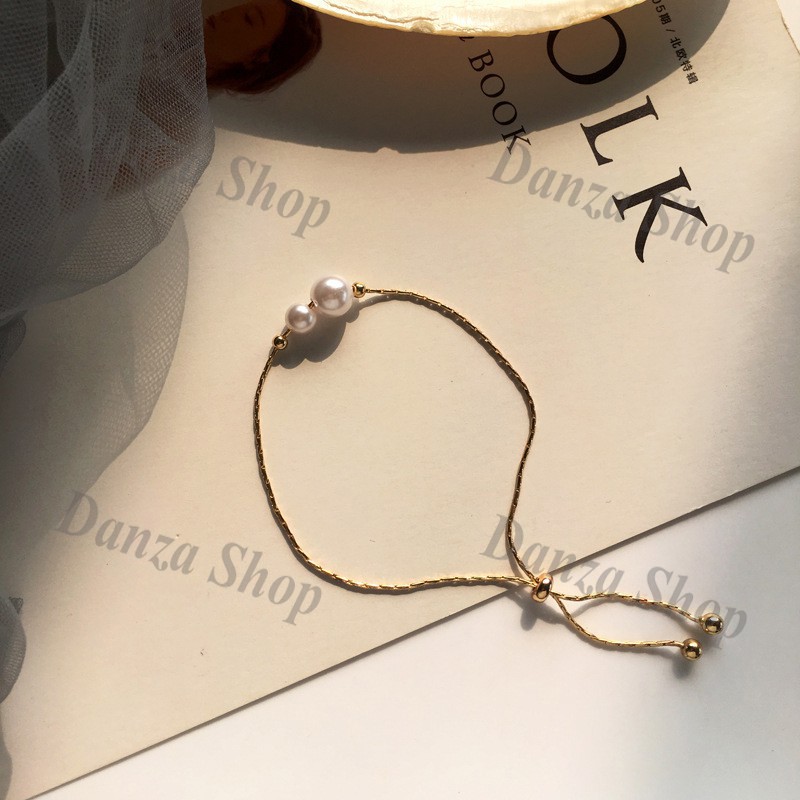 Vòng tay thời trang đính NGỌC TRAI NHÂN TẠO - Trang Sức DANZA SHOP