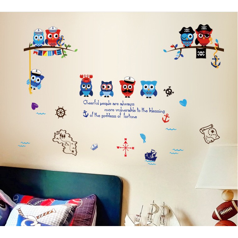 Decal trang trí cú mèo dễ thương