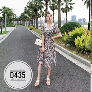 Bigsize Đầm hoa cổ thêu D435