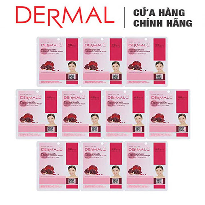 Mặt Nạ Dermal Tinh Chất Lựu Làm Săn Chắc Da Pomegranate Collagen Essence Mask 23g - 10 Miếng