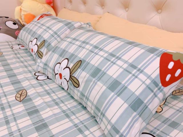 com bo 2 bộ ga gối lá chuối nâu+ lá trắng | BigBuy360 - bigbuy360.vn