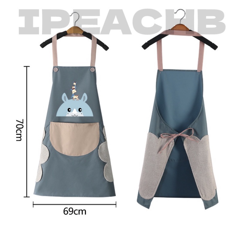 Tạp dề nấu ăn pha chế nhà bếp cao cấp, có khăn lau hai bên, không thấm nước và bám dầu có túi đựng