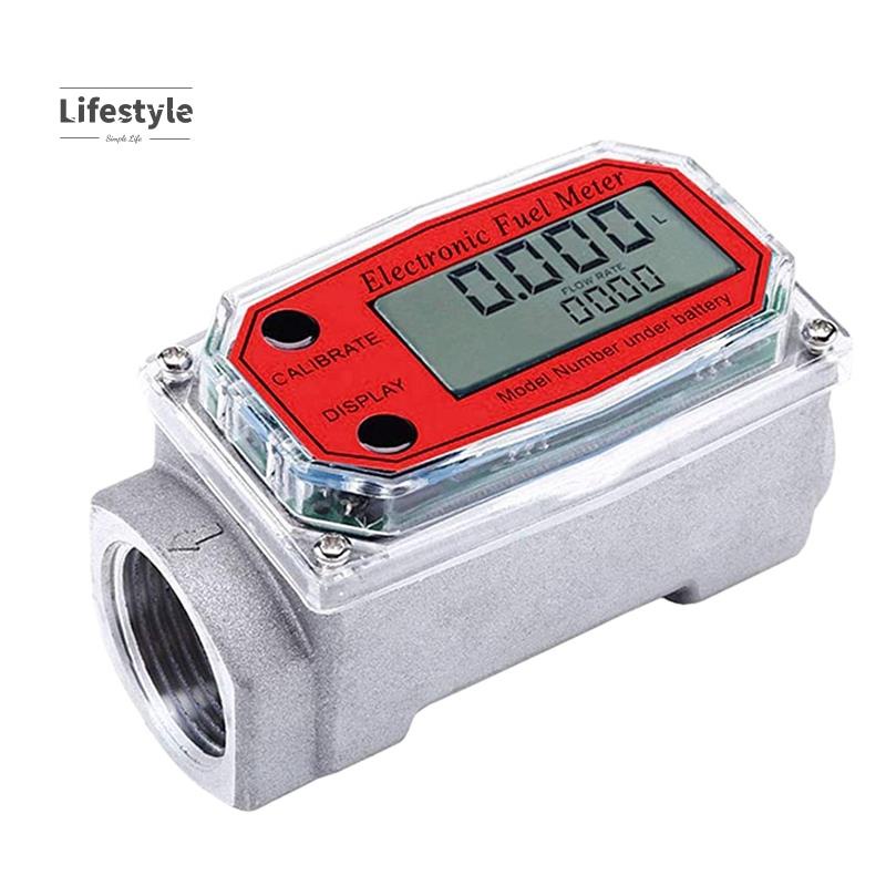 1 Inch Digital Turbine Flowmeter Digital LCD Display with NPT Counter Fuel Flowmeter for Measuring Engine Oil