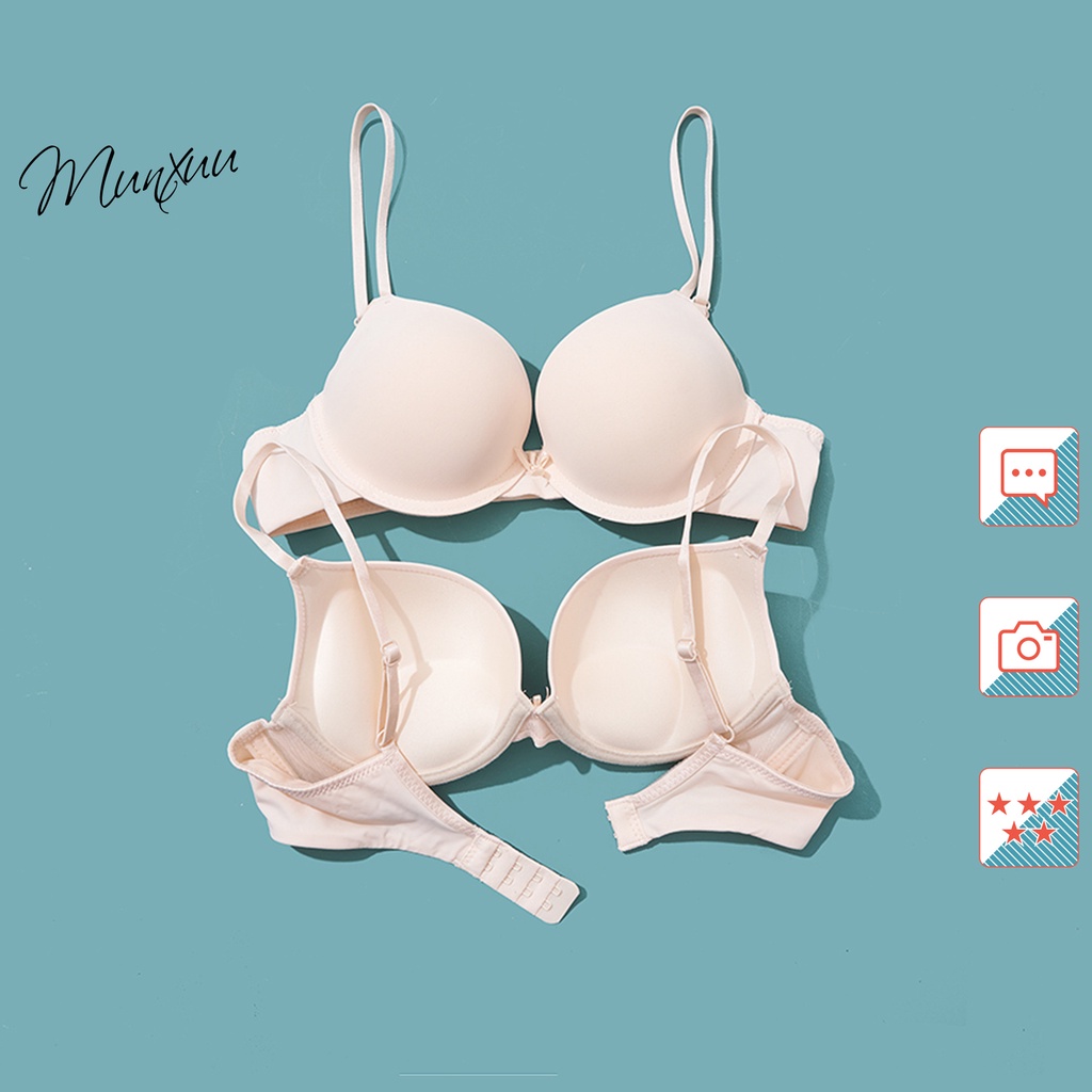 Áo lót nữ đúc su đệm dày có gọng MUNXUU, thiết kế viền lượn phối nơ ôm và nâng đẩy ngực - AVV30
