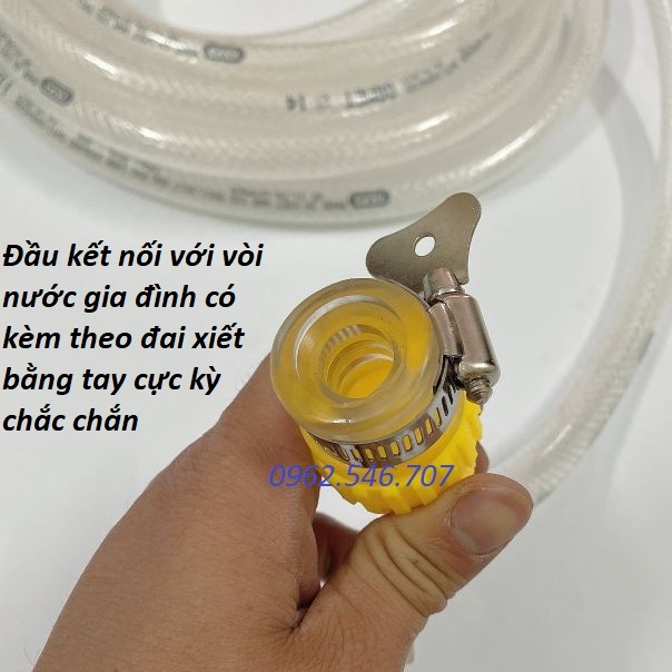 Dây cấp hút nước máy rửa xe gia đình, tưới cây