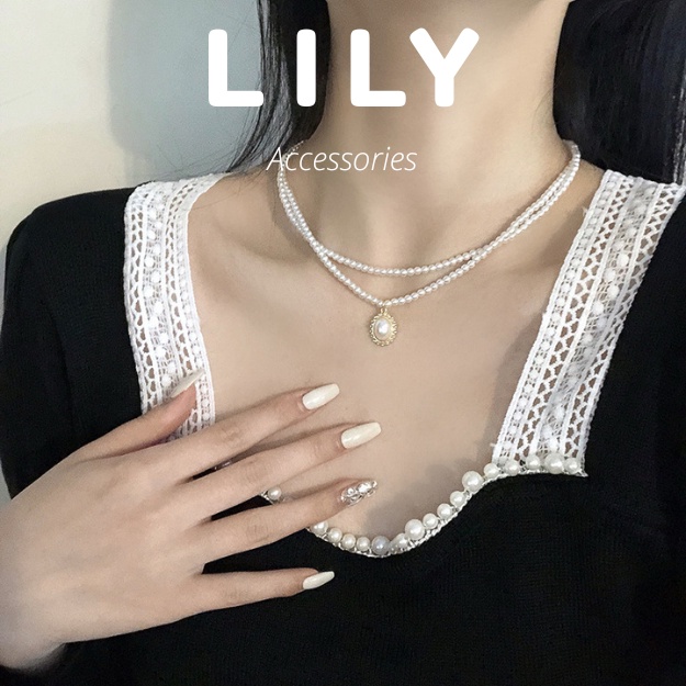 Vòng Cổ Nữ Retro Dây Chuyền Nữ Đính ngọc Trai Nhân Tạo Sang Chảnh L17
