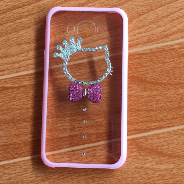 Ốp Samsung J7 viền dẻo đính đá Hello kitty