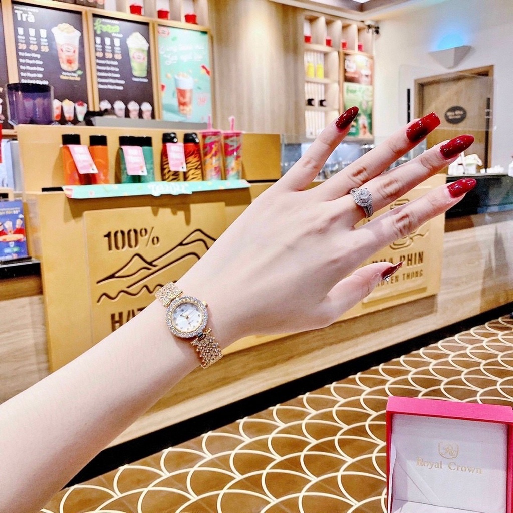 Đồng Hồ Nữ Chính Hãng Royal Crown 6305L Dây Đá Cực Đẹp