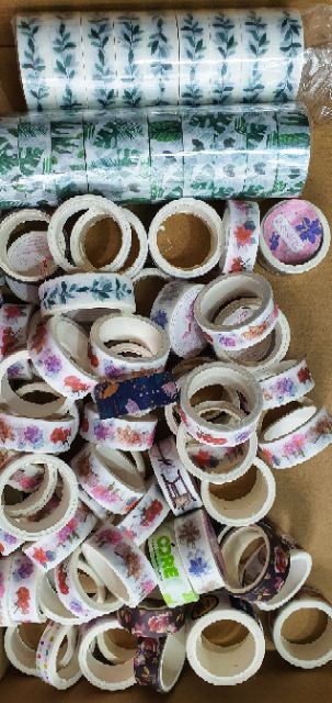 100g băng keo họa tiết washi tape mix họa tiết cute, vintage Buka dùng trang trí album sổ lưu niệm (ngẫu nhiên)