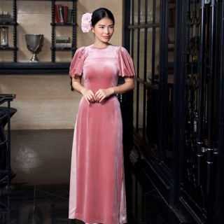 Áo dài nhung cách tân tay phồng 💕💃🏻 cực duyên dáng xinh xắn người ơiiii!❗️
