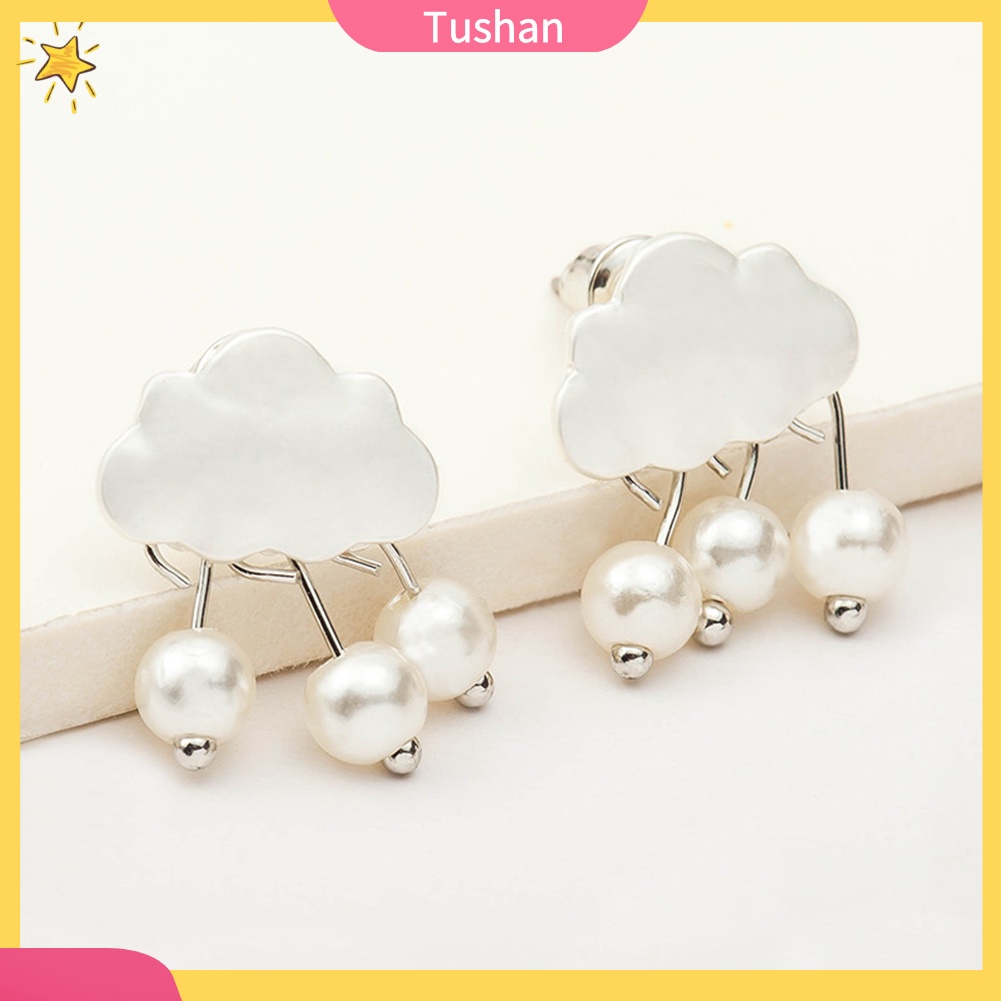 Hoa tai hình đám mây mưa đính ngọc trai xinh xắn cho nữ