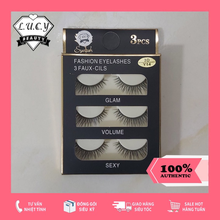 [ĐỦ MÃ] Mi chồn 3D 3 đôi Fashion Eyelashes Lucy Beauty mi giả siêu xinh đủ mã