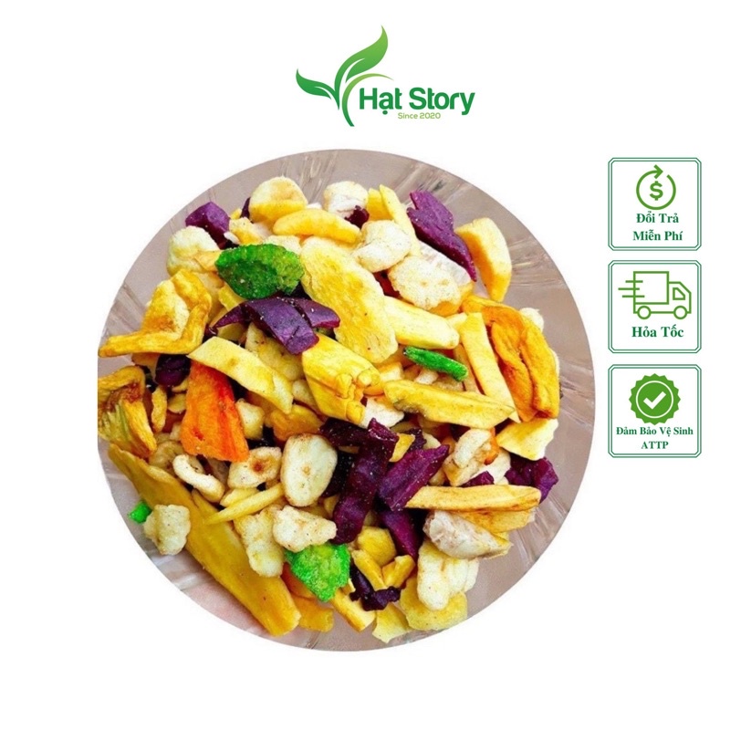 Trái Cây Thập Cẩm Sấy Vỡ, Nguyên Miếng Đủ Vị, Thơm, Giòn, Cam Kết Ngon Rẻ 500Gr