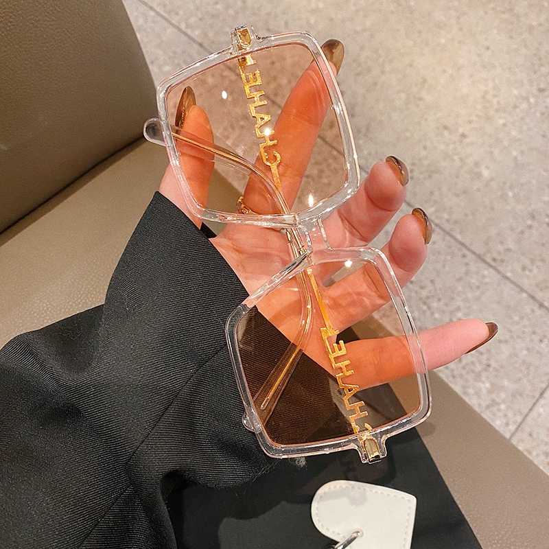 Kính Mát Gọng Vuông Lớn Đính Đá Màu Sắc Thời Trang Cho Nữ