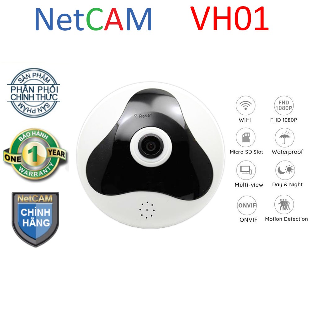 Camera IP wifi quay toàn cảnh 360 độ Panorama NetCAM VH01, độ phân giải FHD 1080P, Đàm thoại 2 chiều