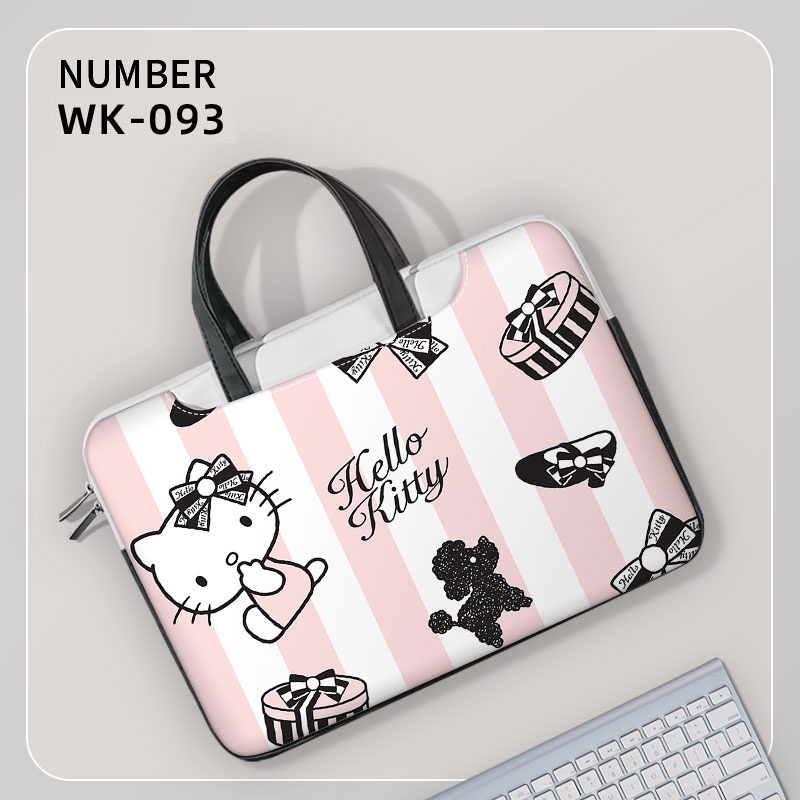 Túi máy tính xách tay Phim hoạt hình Tay cầm màu đen 13 14 15 16 17 inch Túi chống sốc Túi tiện lợi Túi xách