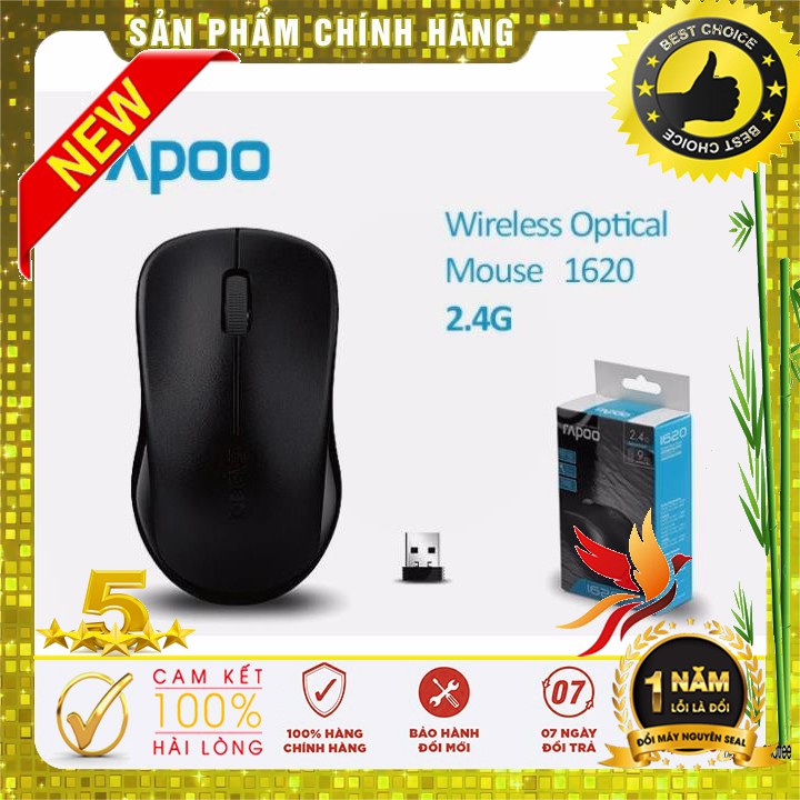 Chuột Không Dây Rapoo 1620 - Đen - Hàng Chính Hãng