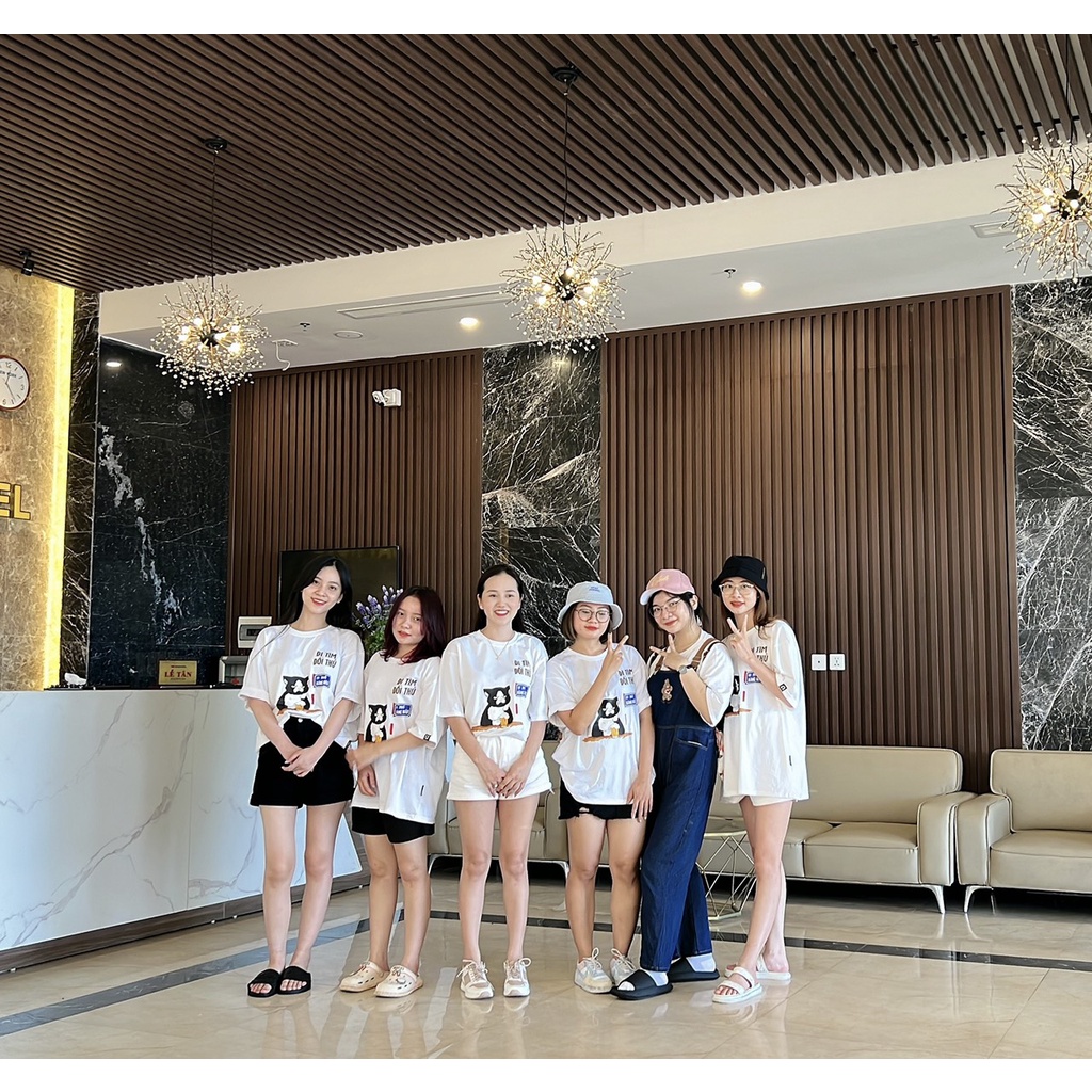Áo phông Hội Ăn Nhậu - Đi Tìm Đối Thủ - Phố Hàng Nhậu - áo nhóm, du lịch, hội họp form rộng in hình tay lỡ cotton
