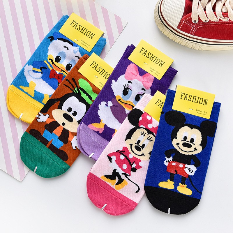 Vớ Ngắn Cổ Disney Micky Cotton Họa Tiết Hoạt Hình Xuân Thu In Hoạ tiết Phong Cách Nhật Bản Tất Cổ Ngắn Hàn Quốc Ulzzang