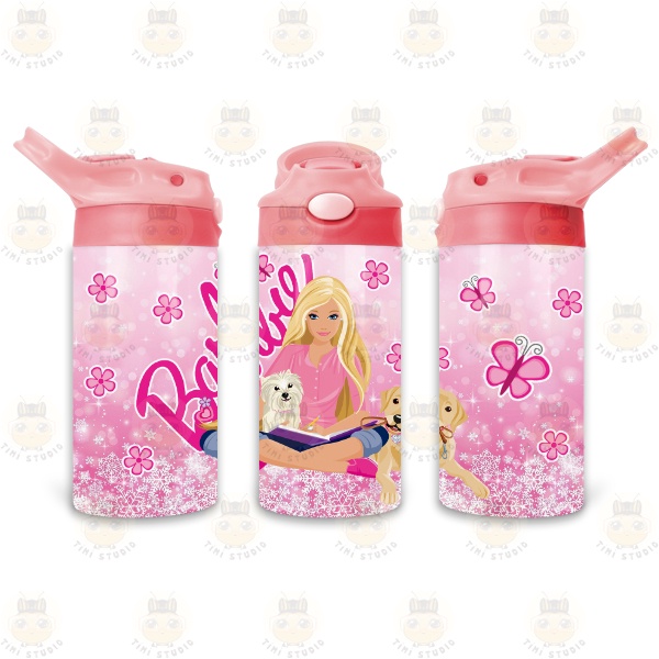 Bình Uống Nước Giữ Nhiệt Cho Bé Có Ống Hút Hình Búp Bê Barbie - Tỉ Mỉ Studio - Mã 1808KT