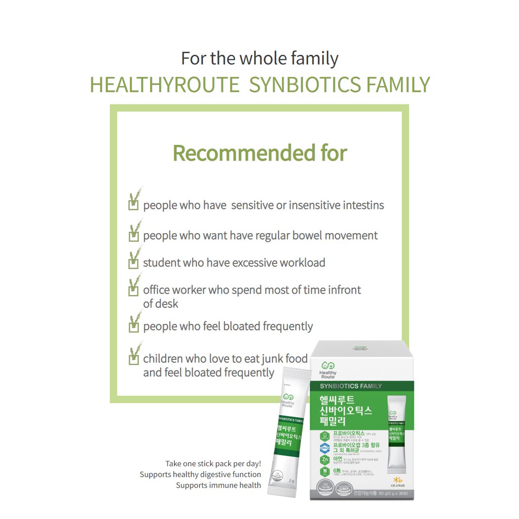 HealthyRoute SynBiotics Family 2 Months, Probiotics Prebiotics Zinc hỗ trợ chức năng miễn dịch khỏe mạnh