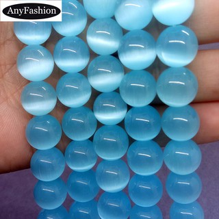 Hạt mắt mèo xanh 4-12mm Dây tự nhiên Opal lỏng lẻo DIY để làm vòng tay