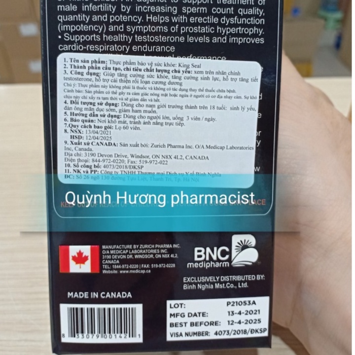 KING SEAL lọ 60 viên giúp tăng cường sức khỏe nam giới