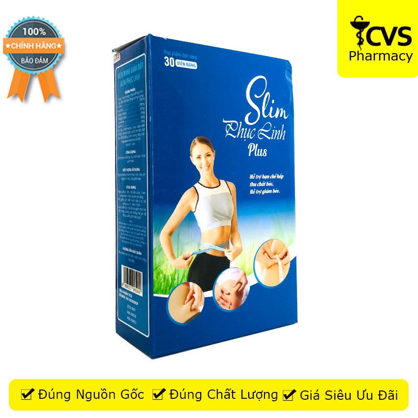 Slim Phục Linh Plus Hộp 30 viên uống, giảm béo không mệt mỏi, trẻ đẹp da, giảm cân an toàn, hiệu quả cvspharmacy