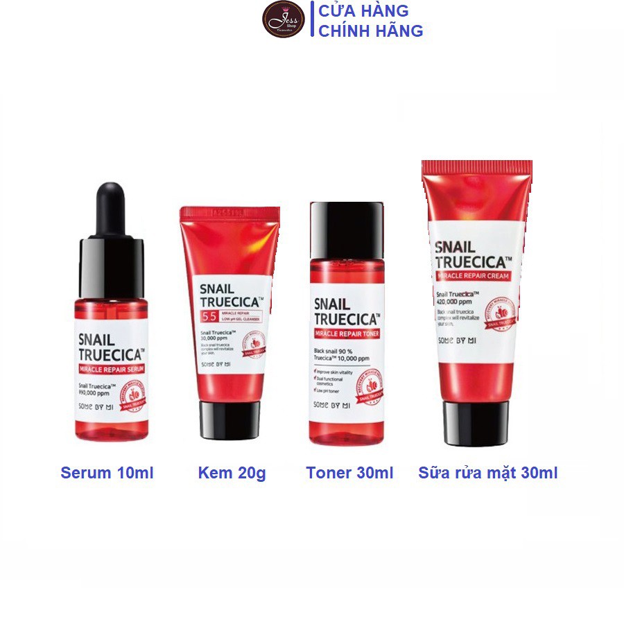 [Tách Set] Bộ Kit 4 Món Phục Hồi Da Cải Thiện Sẹo Lõm Some By Mi Snail Truecica Miracle Repair Starter Kit