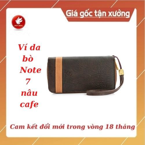 [Hàng cao cấp bảo hành 18 tháng] Ví da bò Note 7 nâu cafe cao cấp