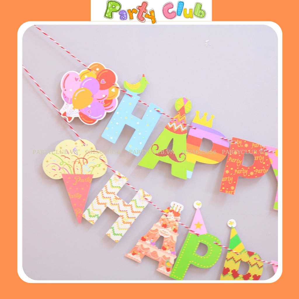 Dây treo chữ Happy Birth Day trang trí sinh nhật hình ria mép