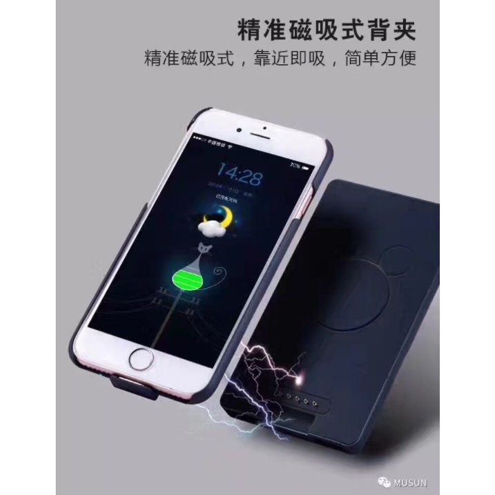 (Xem video)ỐP LƯNG KIÊM PIN SẠC DỰ PHÒNG MUSUN DÀNH CHO IPHONE 6/6S/7 5000MAH(Hàng công ty chuẩn)