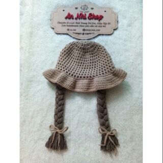 Nón len giả bím tóc cho bé gái ít hoặc hói đây ạ (có ảnh thật)