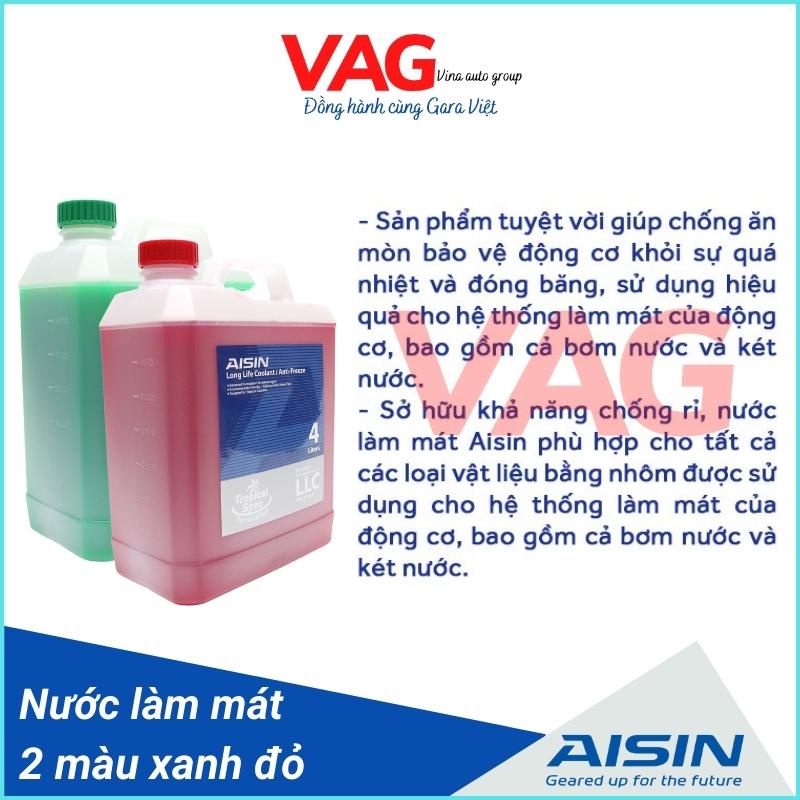 Nước làm mát Aisin xanh, đỏ can pha sẵn 4L từ Nhật Bản