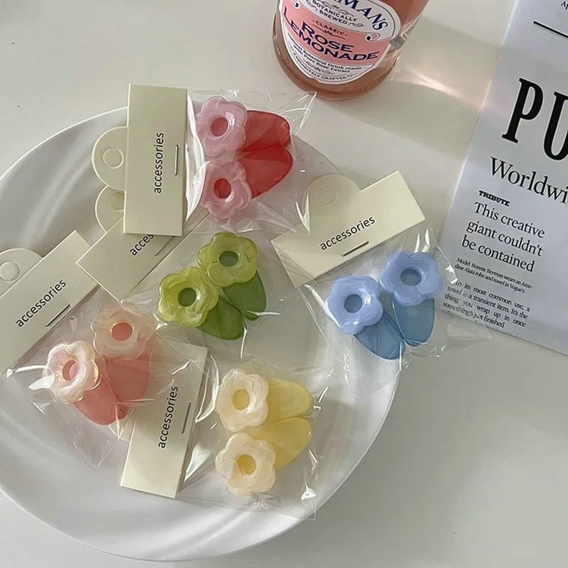 Bộ 2 Kẹp Tóc Hình Hoa Màu Kẹo Ngọt Thời Trang Hàn Quốc Cho Nữ