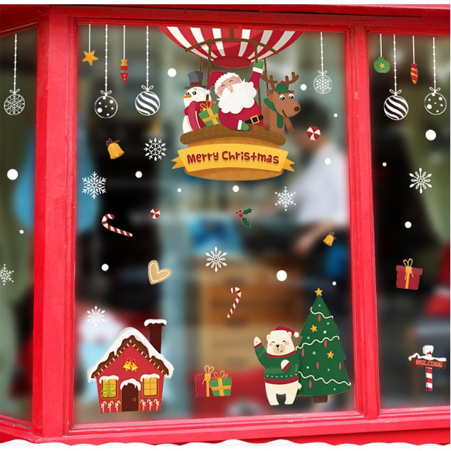 Decal dán tường Noel - Chào lễ bằng Khí Cầu