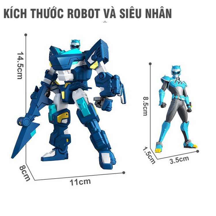 Mô hình biệt đội siêu nhân nhí miniforce robot siêu khủng long cá mập Megalodon cùng siêu nhân Volt