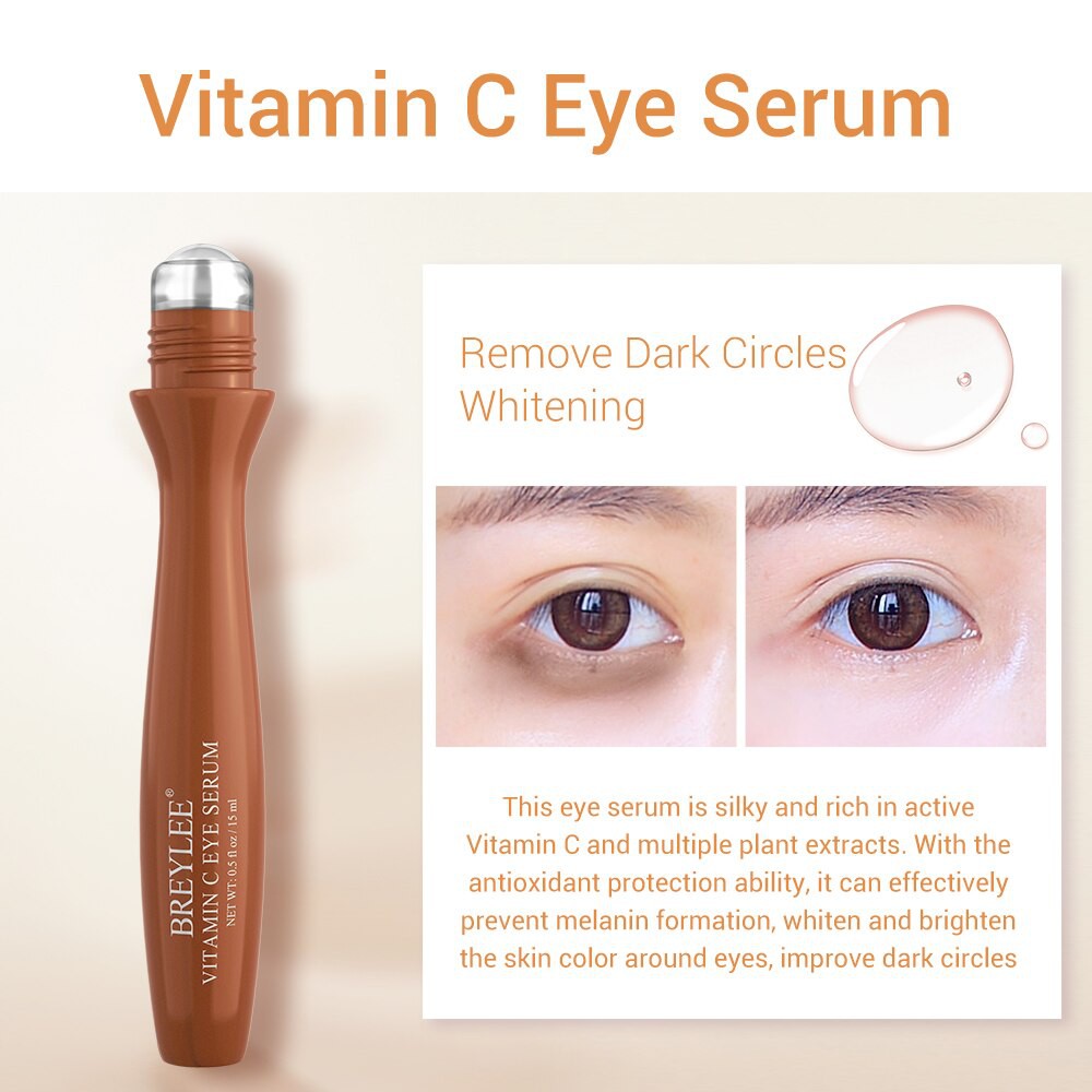 Serum dạng lăn BREYLEE chứa Vitamin C/Retinol/Hyaluronic Acid dưỡng ẩm cải thiện quầng thâm cho mắt 15ml